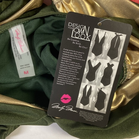 Marilyn Monroe Design Your Own Look Wrap Swimsuit Green & Gold Size Medium NWT - Picture 7 of 7